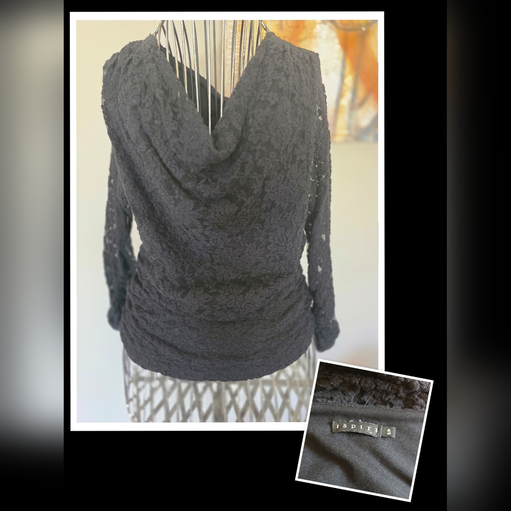 Black Lace Drape Top